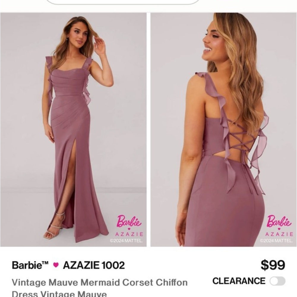 Azazie Vintage Mauve Backless Chiffon Dress new with tags